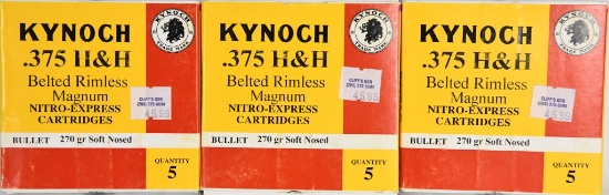 15 Rounds Of Kynoch .375 H&H Soft Nosed Ammo