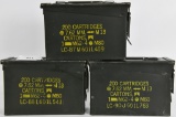 Lot Of 3 Heavy Duty Metal Military Ammo Cans
