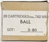 20 Rounds Of Match Grade 7.62mm Ball Ammunition