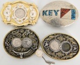 Lot of 4 UnMarked Decorative Belt Buckles