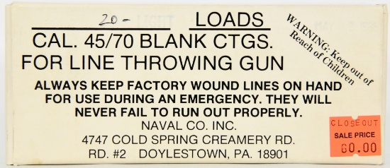 20 Cartridges Of .45/70 Blank Line Throwing Gun