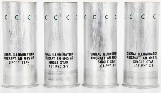 Lot of 4 Rare original WWII Flare Cartridges