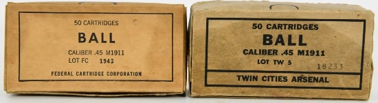 50 Rounds Of M1911 .45 Ball Ammunition