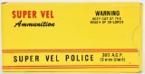 50 Rounds Of Super Vel .380 / 9mm Short Police