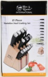 NEW Hen & Rooster 15 pc Black Rubber Kitchen Block