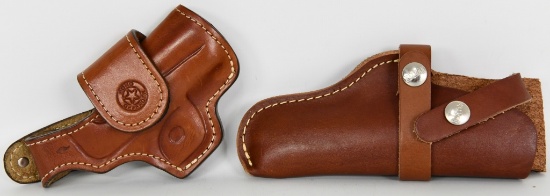 Lot Of 2 Brown Leather Pistol Holsters