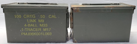 Lot Of 2 Heavy Duty Military Metal Ammo Cans