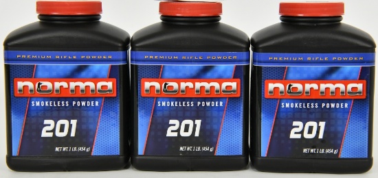 Lot of 3 Bottles - New Norma 201 Smokeless Powder