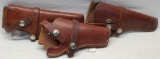 Lot of 3 Various Tan Leather Holsters This