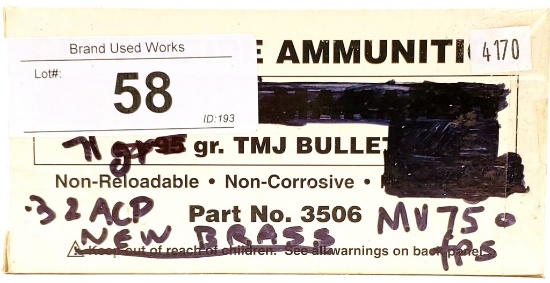 47 Rounds Of .32 Auto Remanufactured Ammunition