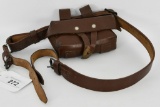 US Marked Brown Leather Ammo Pouch & Sling