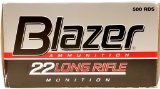 500 Rounds Of Blazer .22 LR Ammunition