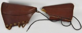 Lot Of 2 Brown Leather Cheek Rest Attachments