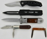 Lot of 5 Folding Pocket Knives:TRUMP Spring Assist