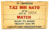 20 Rounds Of 7.62mm Nato Match Ammunition