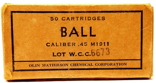 50 Rounds Of Ball .45 Auto M1911 Ammunition