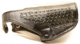 Strong Genuine Black Leather Pistol Holster