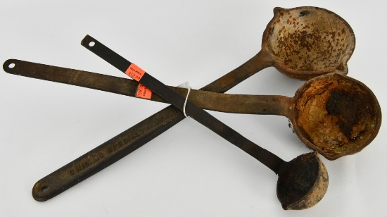 Lot of 3 Large & Small Smelting Ladles
