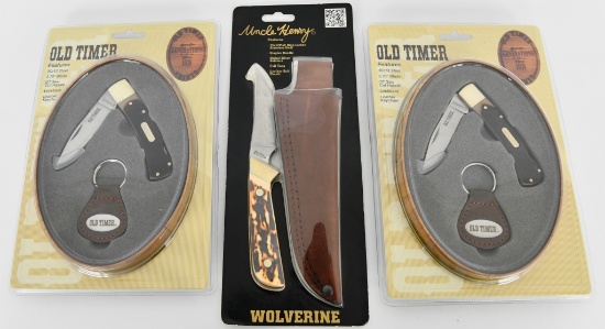 1 New Fixed Blade Knife & 2 New Folding Knives