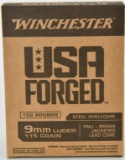 150 Rounds Winchester USA Forged 9mm Luger