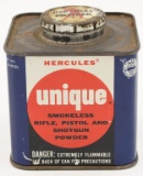 Hercules UNIQUE Smokeless Powder Collectible Can: