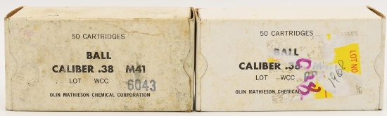100 Rounds Of Military .38 Cal Ball Ammunition