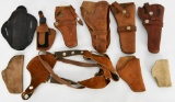 Lot of 10 Various Size Leather Holsters