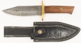 Damascus Dagger / Hunting Knife with Leather