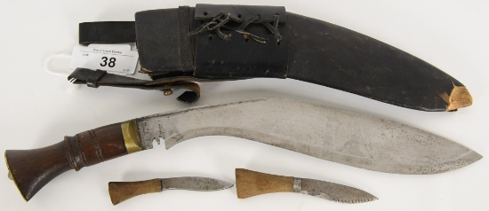 Khukuri Style Machete Knife with Leather Sheath