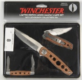 NIP Winchester LE Wood Handle 3 pc Knife Set