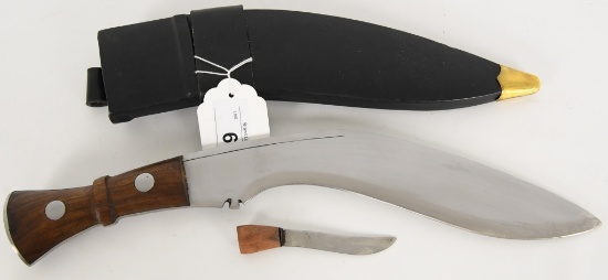 Khukuri Style Machete Knife with Leather Sheath