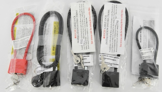 3 Ruger Cable Locks, 2 Mascon Locks NIP