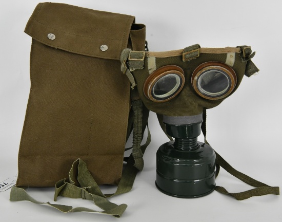 Vintage WWII Canvas Leather Army Gas Mask
