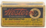 Collectors Box Of 50 Rds Western .25 Auto Ammo