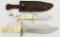 2 Bone Style Fixed Blade Knives With Leather