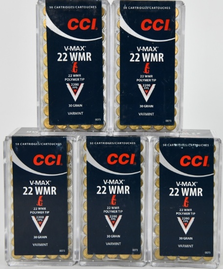 250 Rounds of CCI V-Max .22 WMR Ammunition