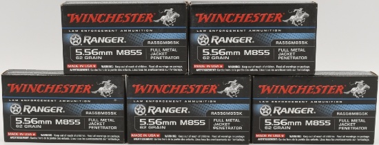 100 Rounds Of Winchester Ranger 5.56 M855 Ammo
