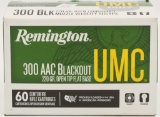 60 Rounds Remington UMC 300 AAC Blackout Ammo