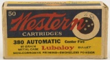 Collectors Box Of 50 Rds Western .380 Auto Ammo