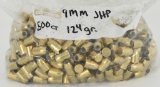 9mm JHP 124gr Bullet tips approx 500 or 8lbs