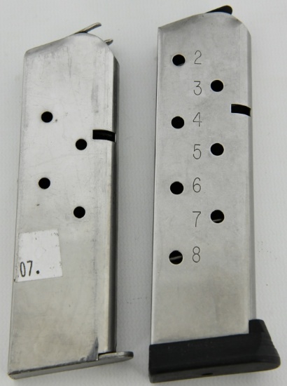 (2) 1911 45ACP stainless magazines 1-7rd &1-8rd