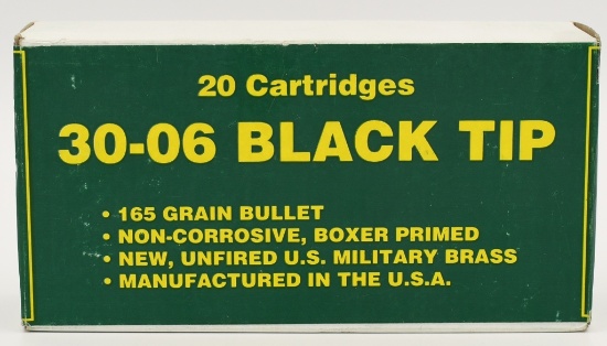 20 Rounds .30-06 Black Tip Armor Piecing Ammo