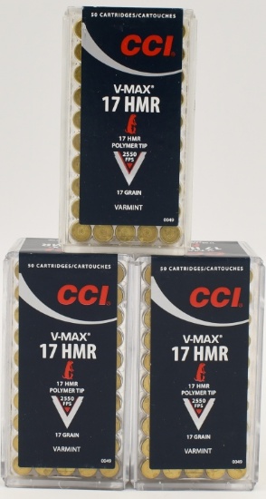 150 Rounds of CCI V-Max .17 HMR Ammunition