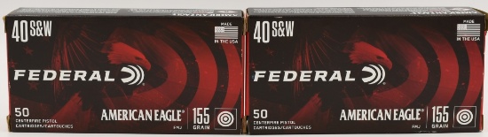 100 Rounds Federal American Eagle .40 S&W Ammo