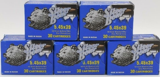 150 Rounds Silver Bear 5.45x39mm Russian Ammo