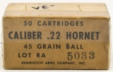 50 Rounds Of Remington .22 Hornet Ammunition
