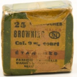 Collectors Box Of 25 Rds Browning 9mm Court
