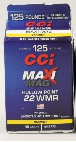 125 Rounds Of CCI Maxi-Mag .22 WMR Ammunition