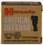 25 Rds Of Hornady .380 ACP Critical Defense Ammo