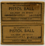 100 Rounds of Military Ball M1911 .45 Auto Ammo